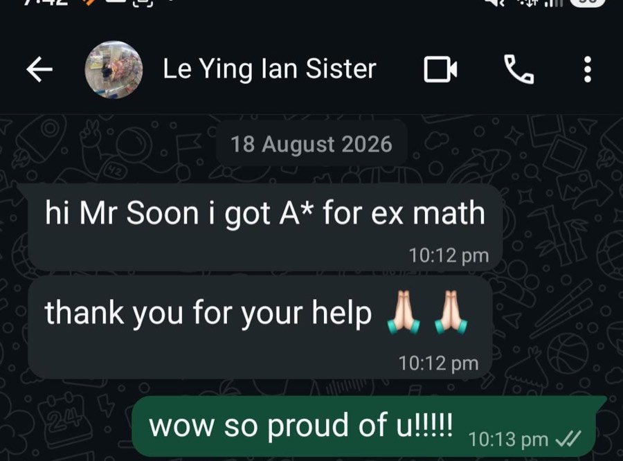 WhatsApp message from a student